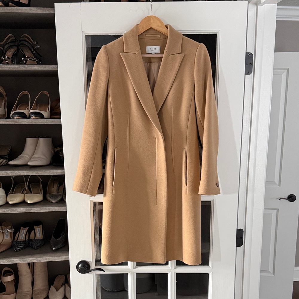 Reiss Camel Italian Fabric Coat US Size 4 UK Size 8
